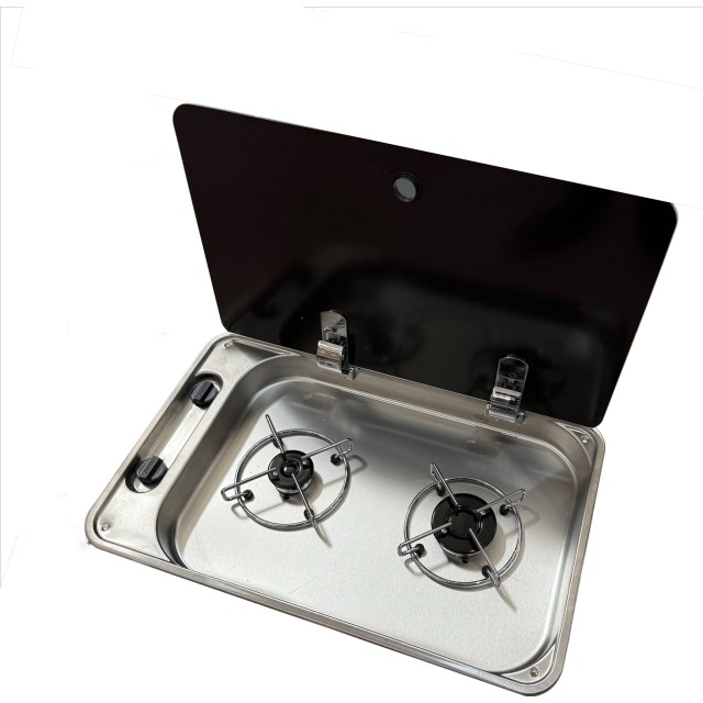 Karavan 2 Gözlü Cam Kapaklı Ocak 53 X 32.5 Cm Univercal (11014)