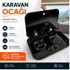 Karavan Cam Kapaklı Emaye İkili Ocak 37 X 48  Gaz Emliyetli Univercal (11017)