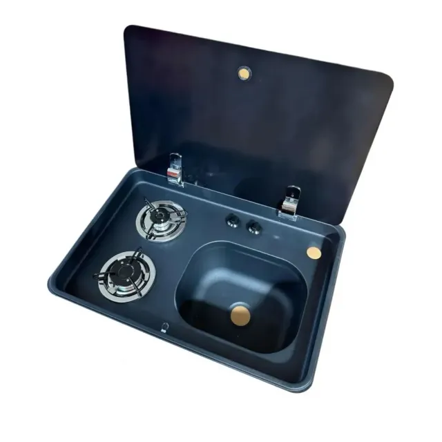 Karavan Tekne Ocağı  42x62 Cm Cam Kapaklı  Siyah (11017s)