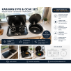 Karavan Tekne Cam Emaye Ocak + Cam Kapaklı Evye Siyah (11017a)