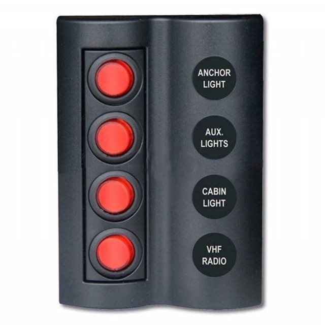 Bfy Marin Sigortalı Switch Panel 4 Lü Kırmızı Butonlu (7007)