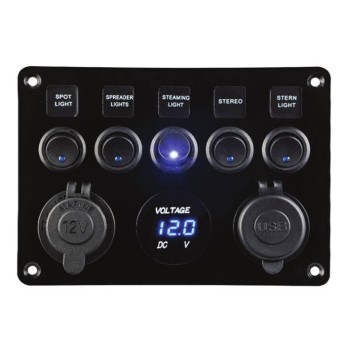 Switch Panel, 5 Anahtarlı, Voltmetre Ve Usb Şarjlı (7013)
