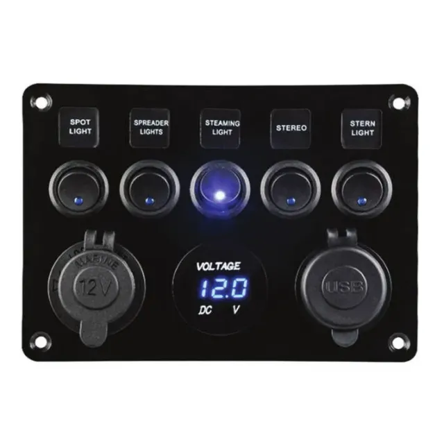 Switch Panel, 5 Anahtarlı, Voltmetre Ve Usb Şarjlı (7013)