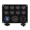 Switch Panel, 8 Anahtarlı, Voltmetre Ve Usb Şarjlı (7014)