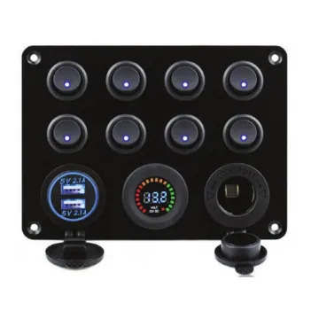 Switch Panel, 8 Anahtarlı, Voltmetre Ve Usb Şarjlı (7014)