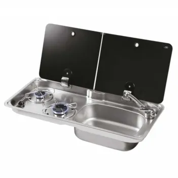 Can Fl1765 Çift Kapaklı Evye Ocak Kombinasyonu Sifon Dahil Musluk Hariç (10009)