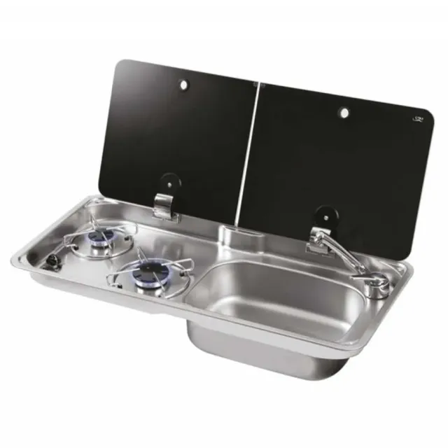 Can Fl1765 Çift Kapaklı Evye Ocak Kombinasyonu Sifon Dahil Musluk Hariç (10009)