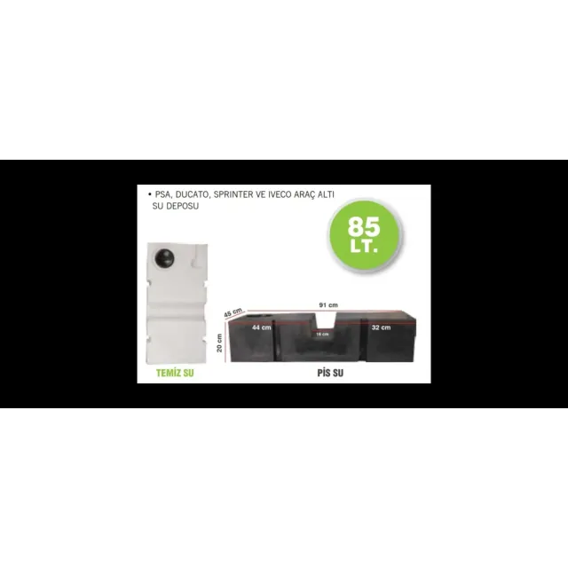 Karavan Su Deposu 85 Lt Pis Su  Siyah (32009)
