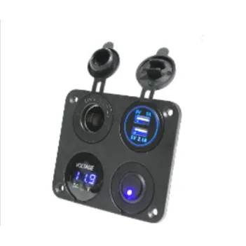 Usb Şarj Soketi Voltmetre Çakmaklık On Of Düğmeli (7019)