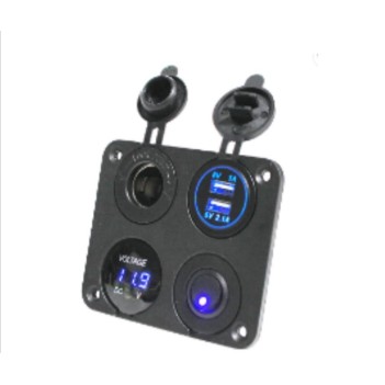 Usb Şarj Soketi Voltmetre Çakmaklık On Of Düğmeli (7019)