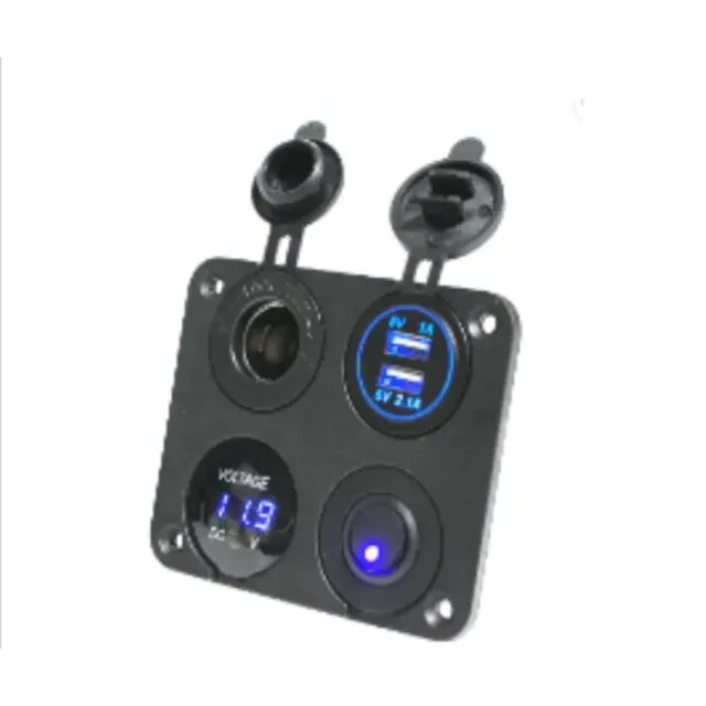 Usb Şarj Soketi Voltmetre Çakmaklık On Of Düğmeli (7019)