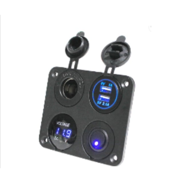 Usb Şarj Soketi Voltmetre Çakmaklık On Of Düğmeli (7019)