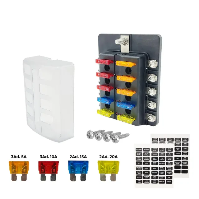 10’lu Led Işıklı Bıçak Tipi Sigorta Kutusu (7029)