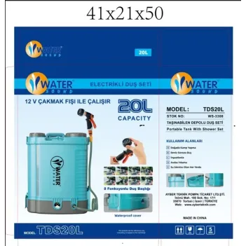 20 Lt Kapasiteli Taşınabilir Çakmaklıklı Dış Duş Seti 12 Volt (2031)