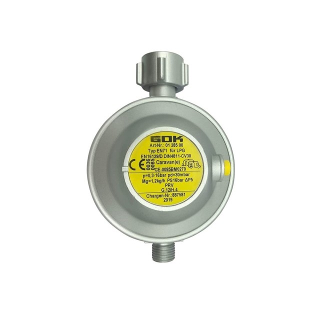 Gok En71 Karavan Basınç Regülatörü Dedantör & Gaz Hortumu 30 Mbar G12 (22019a)