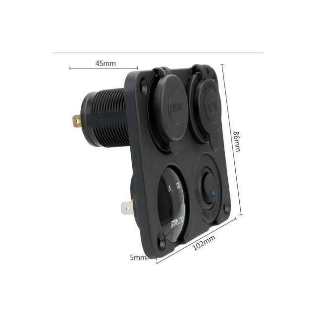 Usb Şarj Soketi Voltmetre Çakmaklık On Of Düğmeli (7019)