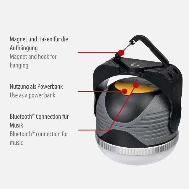 Mıknatıs Ve Kancalı Hoparlör Kamp Lambası Powerbank (y13019)