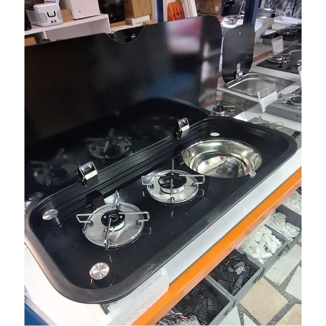 Karavan Univercal Kombinasyon İkili Ocak Evyeli  76x36.5 Cm (11017b)