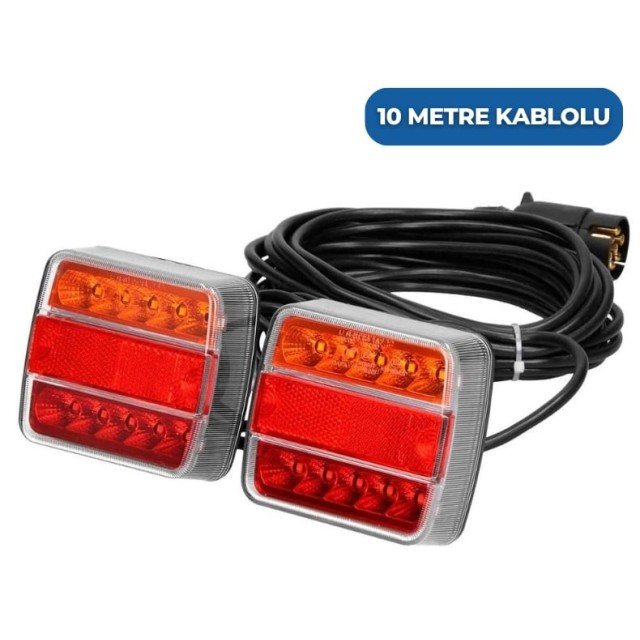 Mıknatıslı Led Römork Stop Lambası Seti 7 Pin Soketli 12v (17035)