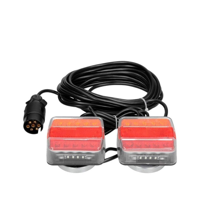 Mıknatıslı Led Römork Stop Lambası Seti 7 Pin Soketli 12v (17035)