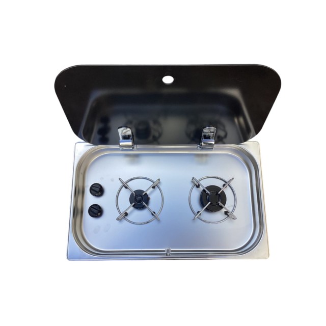 Univercal Karavan İki Gözlü Cam Kapaklı Ocak Cam Kapaklı Evye Seti Univercal (11013)