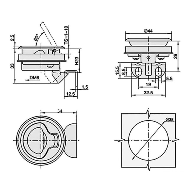 Karavan & Tekne Banyo Ve Mobilya Kilidi Çinko  38 Mm Çap (9011)