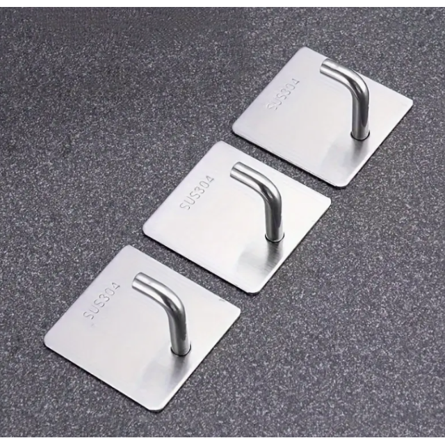 Duvar Askısı  Dayanıklı Paslanmaz Çelik Yapışkanlı 3 Adet (17023a)