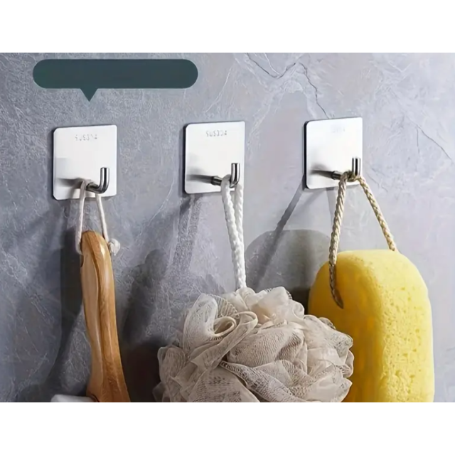 Duvar Askısı  Dayanıklı Paslanmaz Çelik Yapışkanlı 3 Adet (17023a)