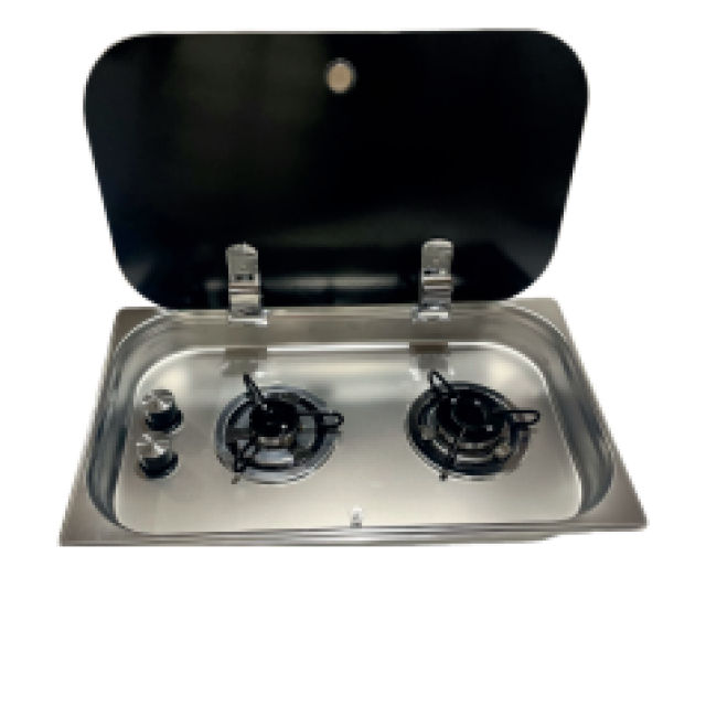 Karavan 2 Gözlü Cam Kapaklı Ocak 53 X 32.5 Cm Univercal (11014)