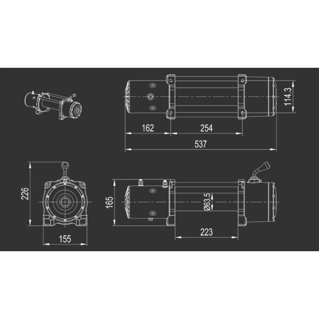 12000lb Sentetik Halatlı Elektrikli Offroad Vinç (17026a)