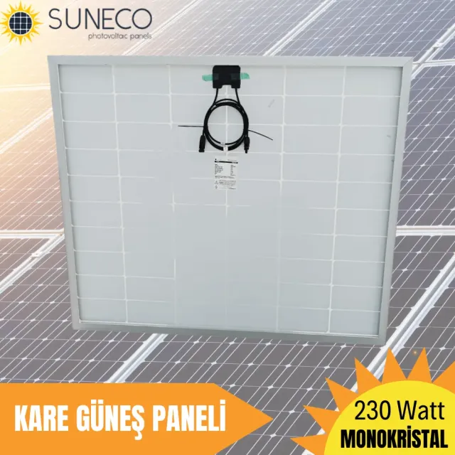 Suneco 230 Watt Half Cut Monokristal Solar Kare Güneş Paneli (19003a)
