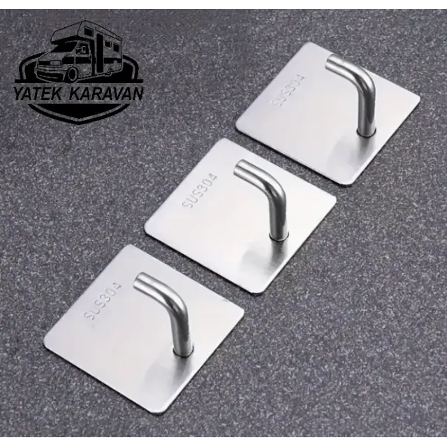 Duvar Askısı  Dayanıklı Paslanmaz Çelik Yapışkanlı 3 Adet (17023a)