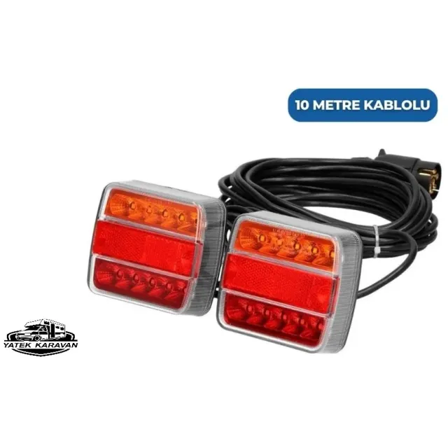 Mıknatıslı Led Römork Stop Lambası Seti 7 Pin Soketli 12v (17035)