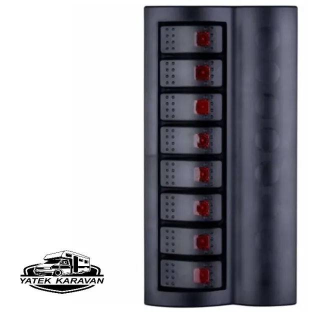 Bfy Otomatik Sigortalı Ve Işıklı Switch Panel 8 Li Siyah Butonlu (7012)