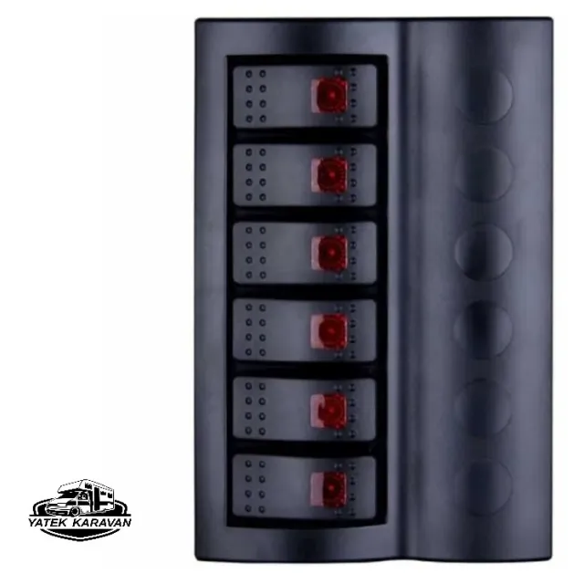 Bfy Otomatik Sigortalı Ve Işıklı Switch Panel 6 Lı Siyah Butonlu (7011)