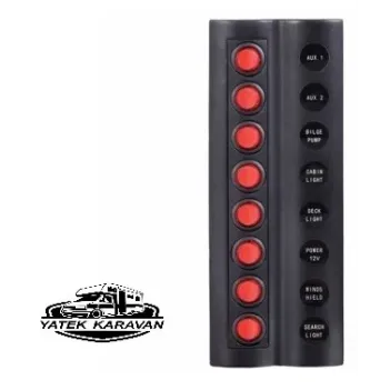 Bfy Marin Sigortalı Switch Panel 8 Li Kırmızı Butonlu (7009)
