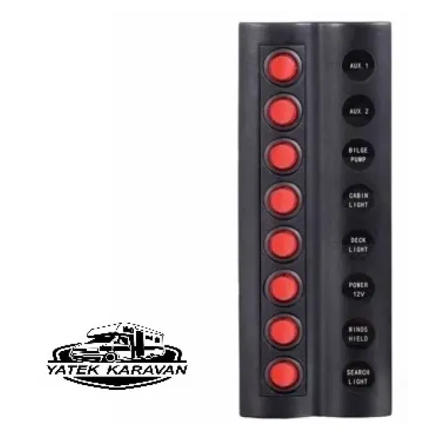 Bfy Marin Sigortalı Switch Panel 8 Li Kırmızı Butonlu (7009)