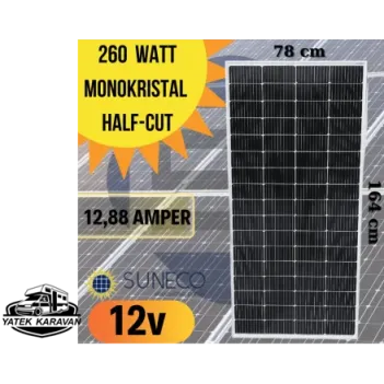 Suneco 260 W Half Cut Watt Monokristal Solar Güneş Paneli A Sınıf 12 Volt (19004a)