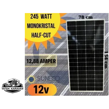 Suneco 245 W Half Cut Watt Monokristal Solar Güneş Paneli A Sınıf 12 Volt (19004)