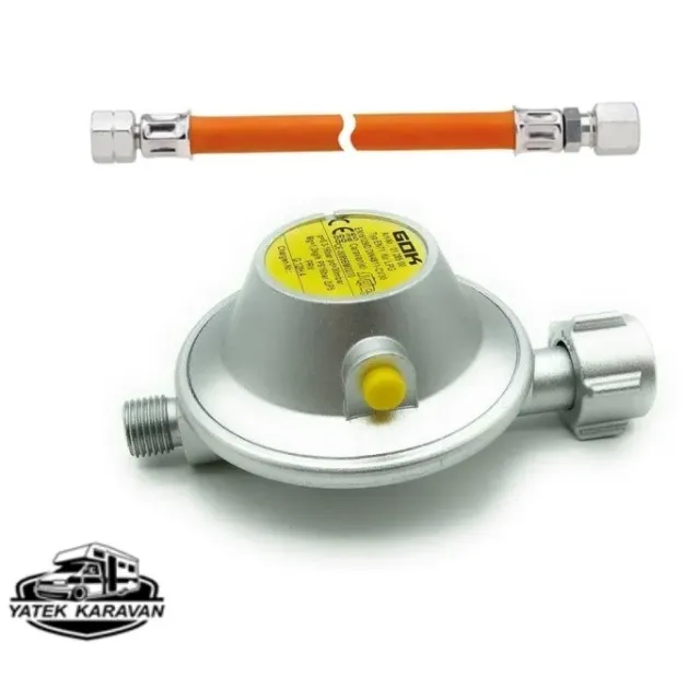 Gok En71 Karavan Basınç Regülatörü Dedantör & Gaz Hortumu 30 Mbar G12 (22019a)