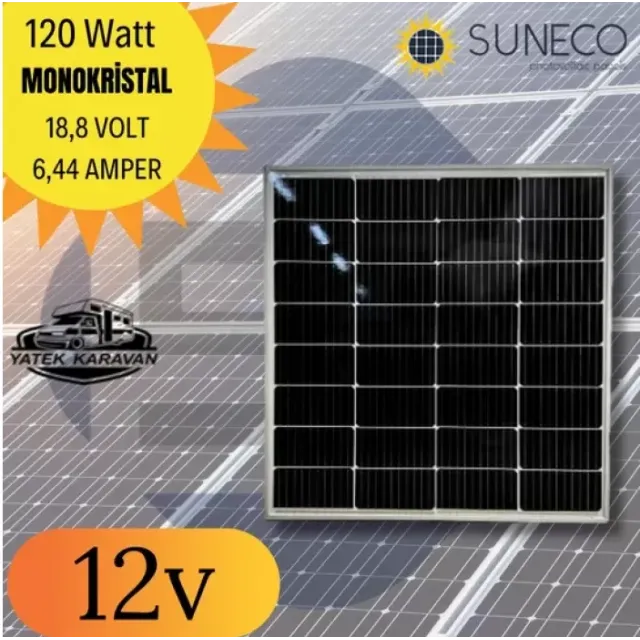 Suneco 120w  Half-cut Watt Monokristal Solar  Güneş Paneli A Sınıf 12 Volt (19001)