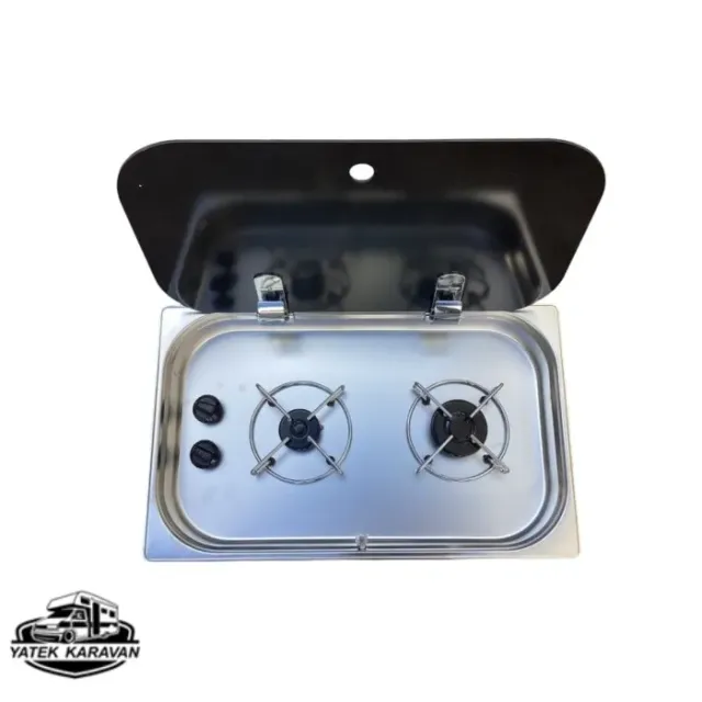 Karavan 2 Gözlü Cam Kapaklı Ocak 53 X 32.5 Cm Univercal (11014)