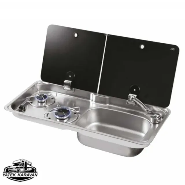 Can Fl1765 Çift Kapaklı Evye Ocak Kombinasyonu Sifon Dahil Musluk Hariç (10009)