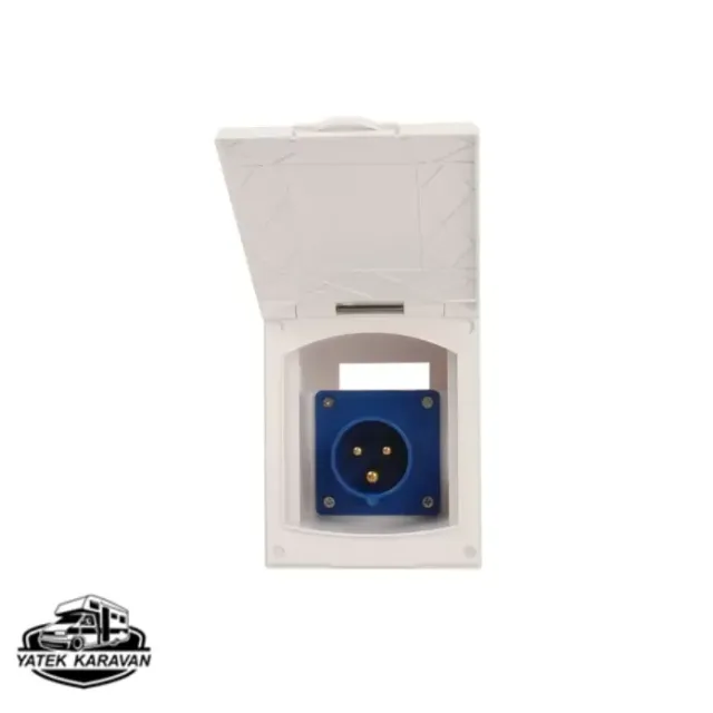 Karavan Elektrik Giriş Prizi - Beyaz Renkli / Kapaklı (16 Amper) (6026)