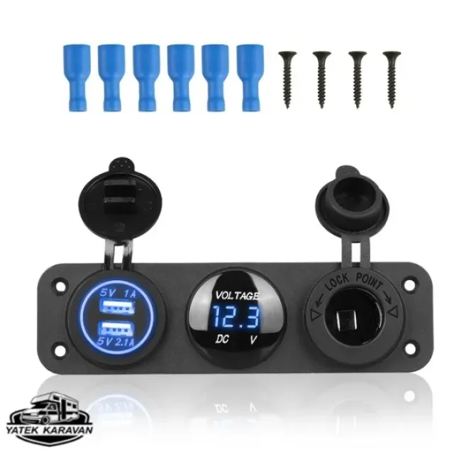 Usb Voltmetre Şarj Soketi 3'lü Set (7018)