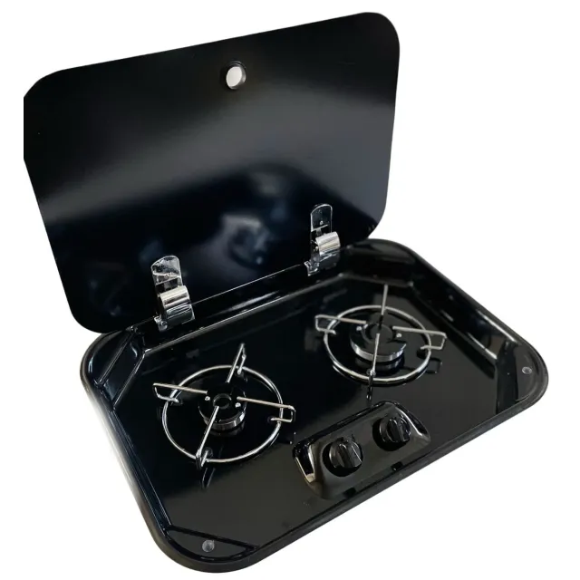 Karavan Cam Kapaklı Emaye İkili Ocak 37 X 48  Gaz Emliyetli Univercal (11017)