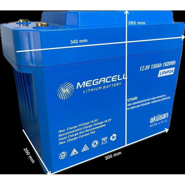 Megacell 12.8v 210ah (bluetooth) Lifepo4 Lityum Demir Fosfat Akü(abs Kasa) (19014)