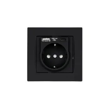 Mutlusan Rita Serisi Siyah Type-c Usb Şarj Çıkışlı Topraklı Priz (6012b)