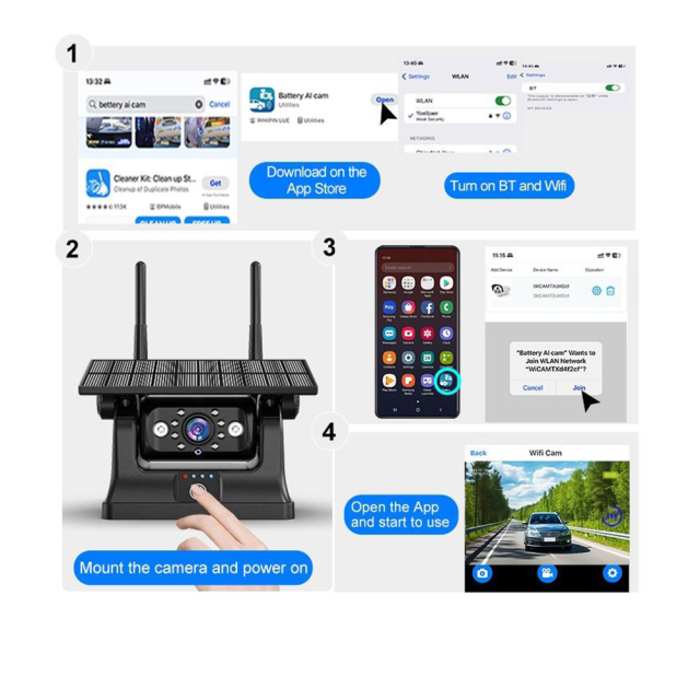 Solar Şarjlı Wireless Karavan Geri Görüş Kamerası 1080p - Premium (13016a)