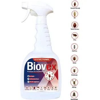 Biovex Premium Ul Haşere Ilacı Hamam Böceği, Tahta Kurusu, Karınca, Kene, Karasinek, Akrep, Bit, Pire, Örümcek 500 Ml (5040)